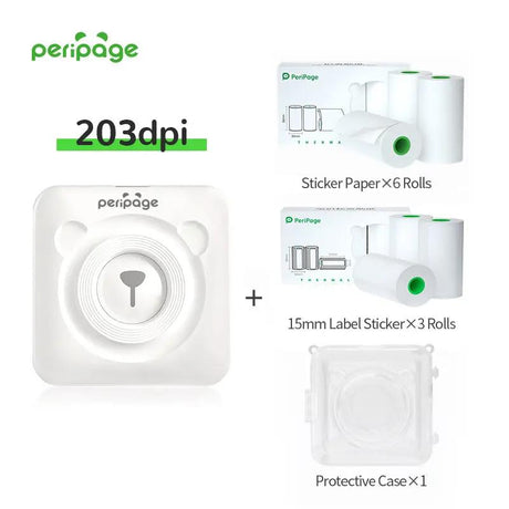 PeriPage A6 Mini Bluetooth Printer Placed on Desk with Smartphone for Easy Wireless Printing