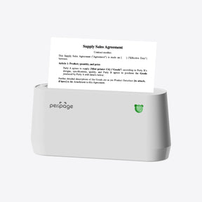 PeriPage A9 Max mini printer printing supply sales agreement document with high-definition inkless printing.
