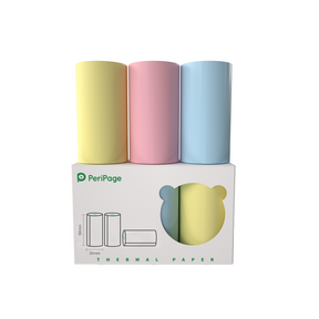 PeriPage Color Thermal Paper - 3 Rolls (Yellow, Pink, Blue) for A6/A8/A9/A40 Printers - 30mm x 56mm, 7m per Roll, Full Sticky Thermal Paper for Label Printing
