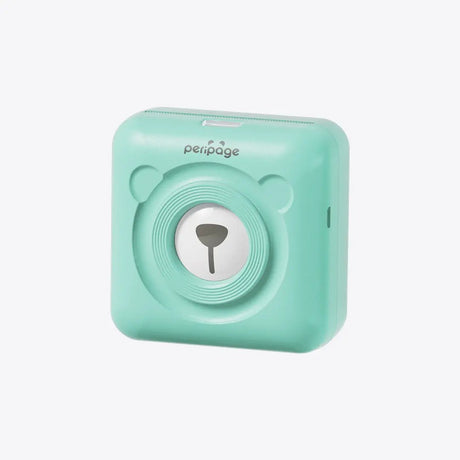 Mint green PeriPage mini thermal printer, small wireless photo and label printer for mobile devices